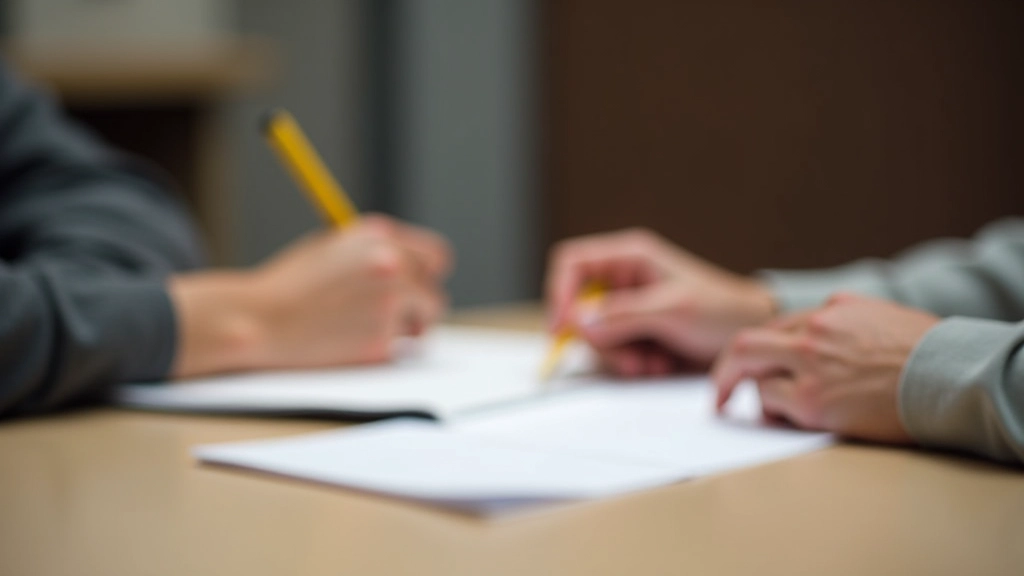 Twee handen op een tafel, één schrijft in een notitieboek, personal values workshop setting
